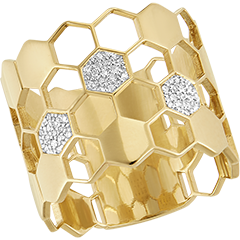 Anillo Maxi Revelación- oro amarillo de 9 quilates y diamantes