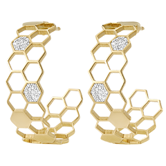 Pendientes de Aro Revelación - oro amarillo de 9 quilates y diamantes