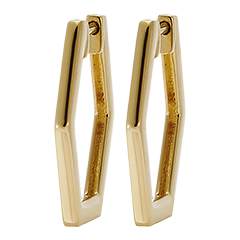 Pendientes de aro hexagonales - oro amarillo de 9 quilates