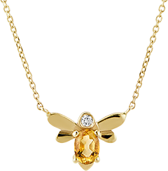 Collier Abeille Pop - or jaune 18 carats, diamant et citrine