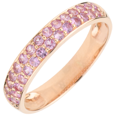 Ring Bird of Paradise - two lines - rose gold and pink sapphire