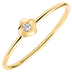Ring Blüte - Erste Rose - Kleines Modell - Gelbgold und Diamant - 18 Karat