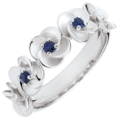 Ring Eclosion - Roses Crown - white gold and sapphires - 18 carats