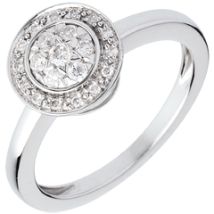 Ring Kostbarer Knopf Schicksal in Weissgold
