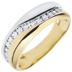Ring Love - Multi-diamond - white and yellow gold - 9 carats