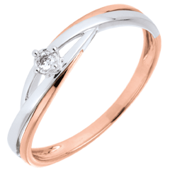 Ring Solitaire Diamant Liefdesnest - Dova - 9 karaat witgoud en rozégoud