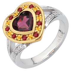 Ring Wunderbares Herz - Silber, Diamanten und Halbedelsteine