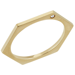 Anello Esagono - oro giallo 18 carati e diamante