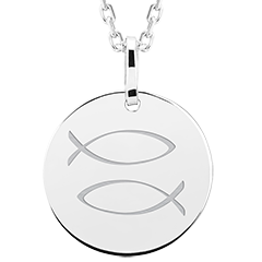 Rond medaillon gegraveerd - Pisces - 9K witgoud - Zodiac Yours Collectie - Edenly Yours