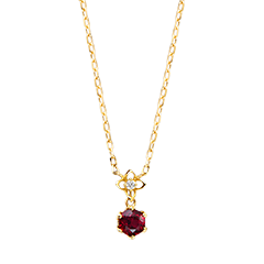 Rubelya Ketting – 9 karaat geelgoud, synthetische robijn en diamant