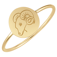 Runder Medaillonring mit Gravur - Aries - Gelbgold, 9 Karat - Kollektion Zodiac Yours - Edenly Yours