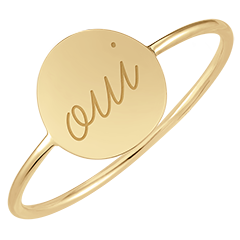 Runder Medaillonring mit Gravur - Gelbgold, 9 Karat - Kollektion Lovely Yours - Edenly Yours