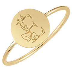 Runder Medaillonring mit Gravur - Gelbgold, 9 Karat - Kollektion ABC Yours - Edenly Yours