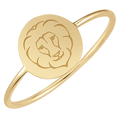 Runder Medaillonring mit Gravur - Leo - Gelbgold, 9 Karat - Kollektion Zodiac Yours - Edenly Yours