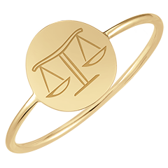 Runder Medaillonring mit Gravur - Libra - Gelbgold, 9 Karat - Kollektion Zodiac Yours - Edenly Yours