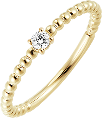 Salt Flower - Solitaire Bulle ring - 9 carat yellow gold and diamond