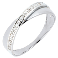 Verighetă Saturn Duo -diamante - aur alb de 18K