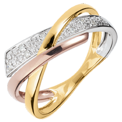 Kleiner Ring Saturn Variation 2 - Dreierlei Gold - 18 Karat