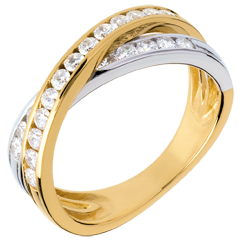 Ring Ellipse in Weiss- und Gelbgold - 0.6 Karat - 23 Diamanten