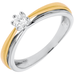 Solitaire Arcadă - diamant de 0.19 carate - aur alb şi aur galben de 18K