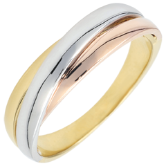 Trauring Saturn Diamant - Dreierlei Gold - 9 Karat