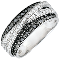 Ring Dämmerschein - Schwebender Schatten - Weißgold und schwarze Diamanten
