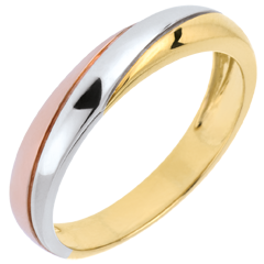 Saturn Trilogy Wedding Ring - three golds - 9 carat