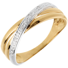 Bague Saturne Duo variation - 4 diamants - or blanc et or jaune 18 carats