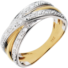 Bague Saturne Illusion - 13 diamants - or blanc et or jaune 18 carats