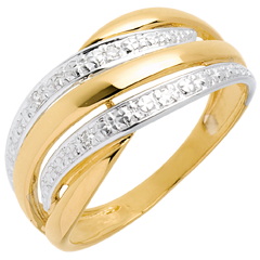 Bague Naja pavée - 4 diamants - or blanc et or jaune 18 carats