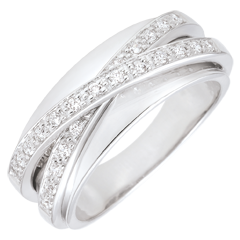 Bague Saturne Miroir - or blanc 18 carats - 23 diamants