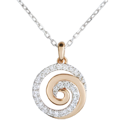 Collier Spirale d'amour or blanc et or rose 9 carats