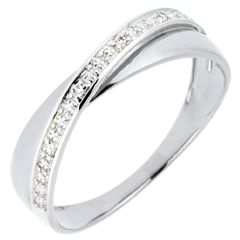 Alliance Saturne Duo - diamants - or blanc 9 carats