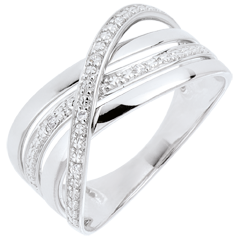 Bague Saturne Quadri - or blanc 9 carats - diamants