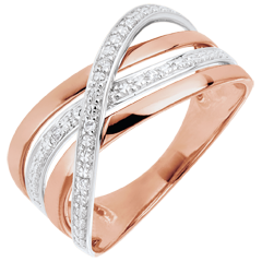 Bague Saturne Quadri or blanc et or rose 18 carats