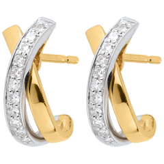 Boucles d'oreilles Noeuds tandem paves 22 diamants - or blanc et or jaune 18 carats
