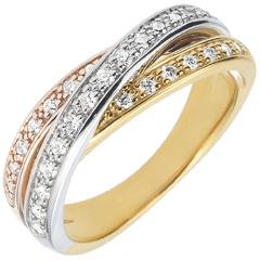 Anneau Saturne Diamant - 3 ors - 29 diamants - trois ors 18 carats