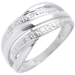 Bague naja or blanc 18 carats pavée diamants - 4 diamants