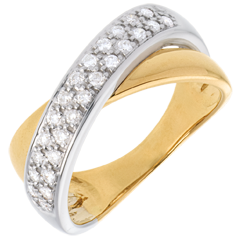 Bague tandem semi pavée - 0.26 carats - 26 diamants - or blanc et or jaune 18 carats