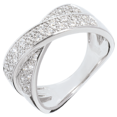 Bague tandem pavée - 0.5 carats - 36 diamants - or blanc 18 carats