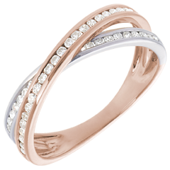 Bague diamant - or blanc et or rose 18 carats