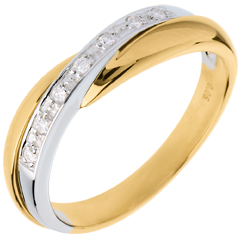 Yellow gold Miria Wedding ring -White gold pavement setting - 7 diamonds - 18 carats