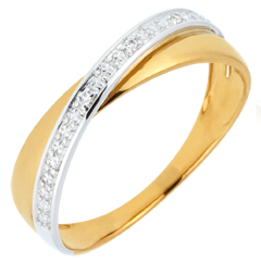 Alliance Saturne Duo - diamants - or blanc et or jaune 9 carats