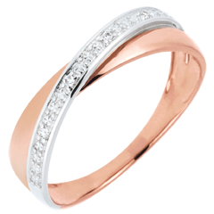 Wedding Ring Saturn Duo - diamonds - rose gold and white gold - 18 carat