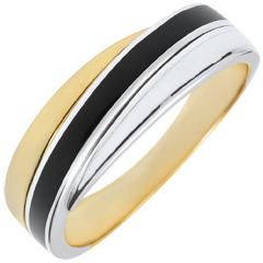 Ring Saturn - duo lacquers - 18 carat