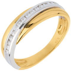 Wedding ring yellow gold-white gold semi-paved - 16 diamonds