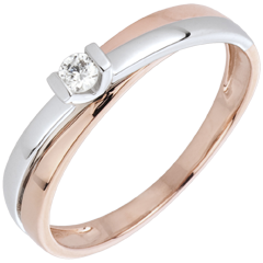 Anillo Solitario Resplandor - oro blanco y oro rosa 18 quilates 
