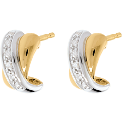 Pendientes Tandem - oro amarillo y oro blanco 18 quilates - 12 diamantes