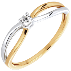 Anello Solitario Ella - Oro giallo e Oro bianco - 18 carati - 1 Diamante