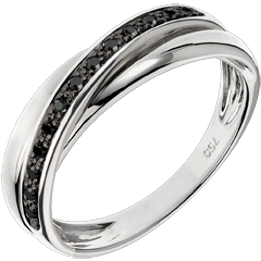 Anillo Saturno diamante - 13 diamantes negros y oro blanco 9 quilates